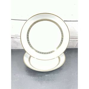 Noritake Hartford 5944 Soup Salad Bowl (7-3/4") Grey Gold Greek Key Set of 2